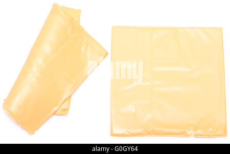 slices of cheese isolated on white background Stock Photo