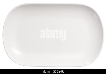 long white plate isolated on white background Stock Photo