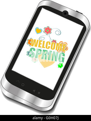 Welcome Spring Holiday Card. Welcome Spring Vector. Welcome Spring background. Spring Holiday Graphic. Welcome Spring Art. Sprin Stock Photo