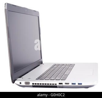 Open laptop (notebook) isolated on the white background Stock Photo