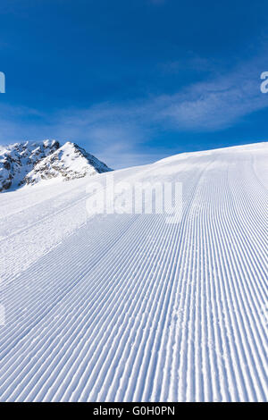 ski run trail snowcat Stock Photo