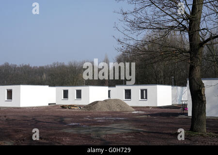 newly constructed refugee shelters on the outskirts of Magdeburg in Germany Stock Photo
