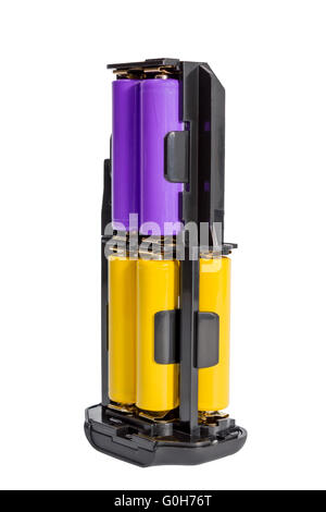 Adapter AA batteries for the battery handle modern DSLR camera isolated on white background Stock Photo