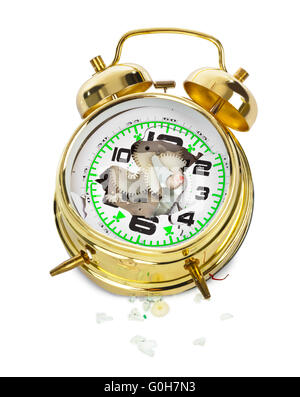 Broken alarm clock Stock Photo
