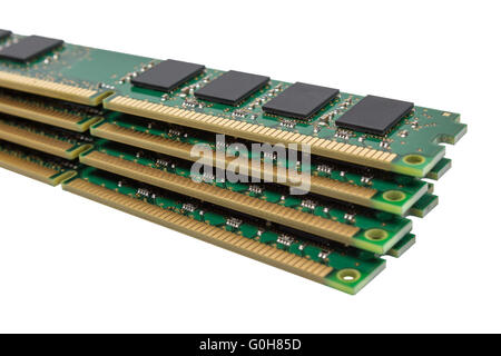 Computer random access memory (RAM) modules isolated on the white background Stock Photo