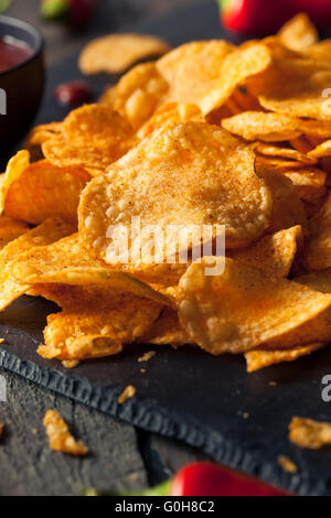 Hot Spicy Sriracha Potato Chips Ready to Eat Stock Photo