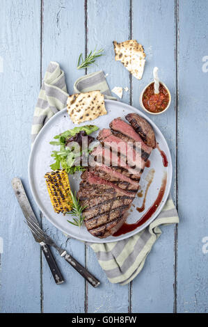 Point Steak on Plate Stock Photo