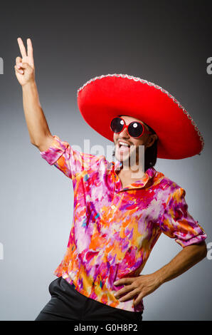 Young mexican man wearing sombrero Stock Photo