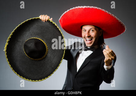 Young mexican man wearing sombrero Stock Photo