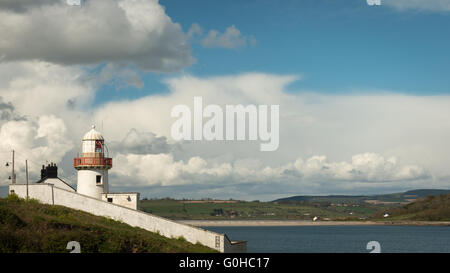Lighthouses Ireland the Youghal lighthouse against blue skies and white clouds at River Blackwater mouth in Youghal Bay, Youghal, County Cork, Ireland Stock Photo
