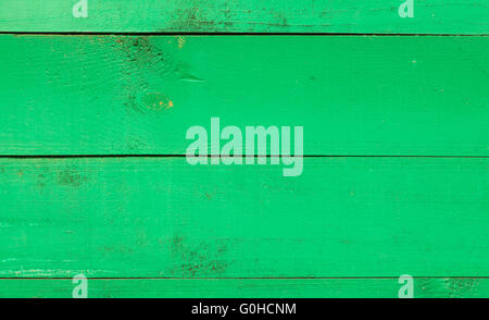Old green wooden background with horizontal boards from the old house Stock Photo