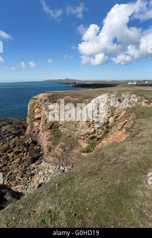 Picturesque view of the Anglesey coastline on the west coast of Holy Island, near Rhoscolyn. Stock Photo