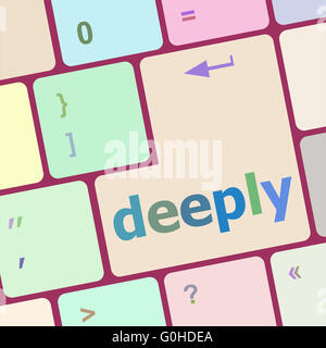 deeply word on keyboard key, notebook computer button vector illustration Stock Photo