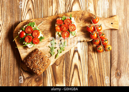 Hummus sandwiches Stock Photo