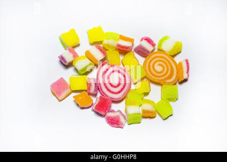 Colorful jelly candies on white Stock Photo