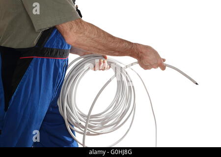 working with cables Stock Photo