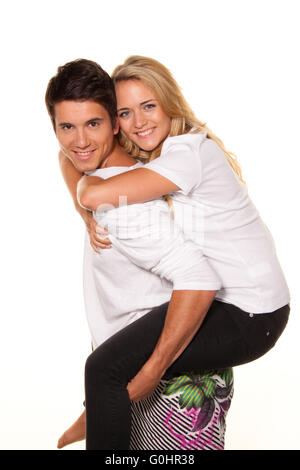 Laughing young couple having fun and joy. Stock Photo