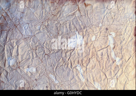 Grungy Stained and Wrinkled Paper Background, Bright Pastel Tones Stock Photo