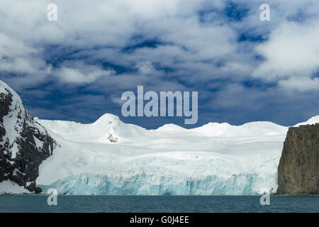 Landscape view of glacier and cliffs adjacent to Point Wild, Elephant Island in January 2014. Stock Photo