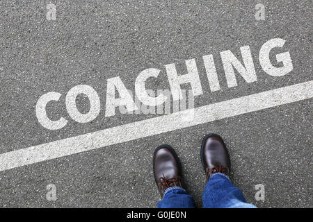 Coaching and mentoring education training workshop learning seminar businessman business concept career Stock Photo