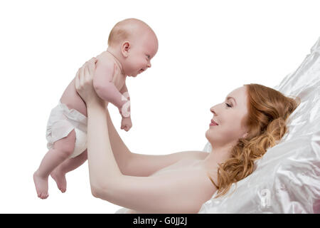 Image of mother admiring her adorable little son Stock Photo