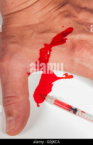 Subcutaneous medical injection concept Stock Photo