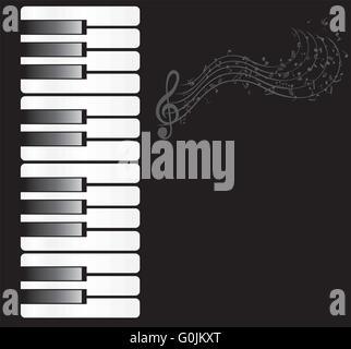 vector illustration of a piano with musical notes Stock Vector