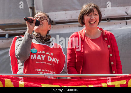 London, UK. 1st May, 2016. Socialists celebrating international Workers Day including many from London's international and migrant communities gather at Clekenwell Green. Eve Turner. GLATUC, introduces TUC General Secretary Frances O'Grady. Peter Marshall/Alamy Live News Stock Photo