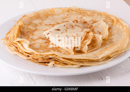 Delicious Pancakes on Plate Served Stock Photo