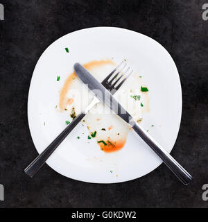 Empty plate left after dinner Stock Photo