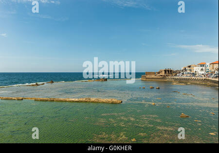 remains of the fortress walls of the city of Akko in Israel Stock Photo