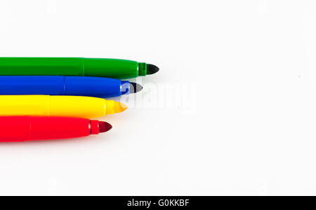 Closeup of colored felt pen isolated on white background Stock Photo