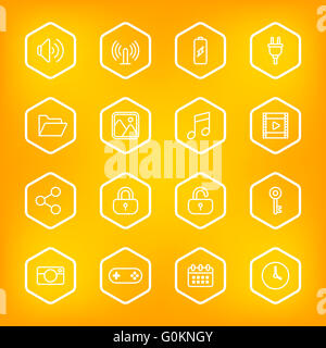 [JPEG] white line web icon set with circle frame for web design, UI ...