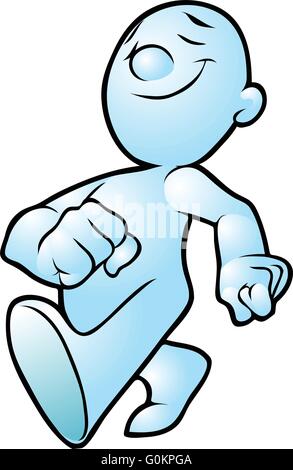 Vector cartoon clip art or illustration of a generic cartoon person walking confidently forward. Stock Vector