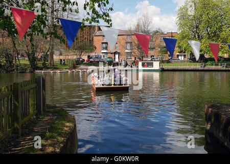 Passenger ferry crossing the River Avon, Stratford-upon-Avon, Warwickshire, England, United Kingdom, Europe Stock Photo