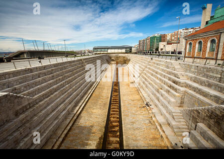 Dique de Gamazo dry dock. Santander Bay, Cantabria, Spain Europe Stock Photo