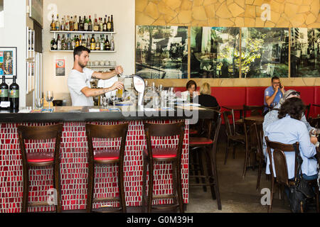 Interior of Fratelli Fresh, a popular restaurant in Sydney's eastern suburbs. Its located at Potts Point, Sydney, NSW, Australia. Stock Photo