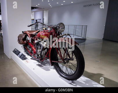 Los Angeles, CA, USA — April 16, 2016: 1927 Indian Big Chief Motorcycle formerly owned by Steve McQueen, now part of the Margie Stock Photo