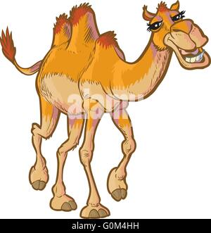 Vector cartoon clip art illustration of a happy camel walking forward toward the viewer. Stock Vector