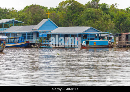 Life in Chong Kneas floating village. Cambodia. Stock Photo