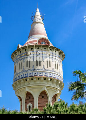 Old water tower, Torre Catalana de Gas, in Parc Barceloneta, Barcelona, Spain Stock Photo