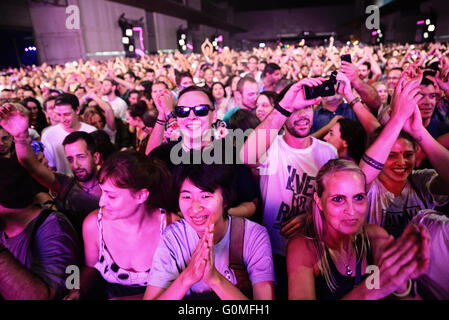 BARCELONA - JUN 12: Crowd at Sonar Festival on June 12, 2014 in Barcelona, Spain. Stock Photo