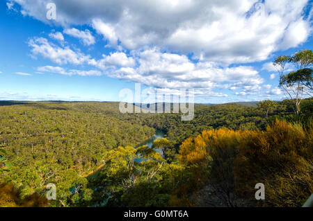 View over the Hacking River from the Bungoona Lookout, Royal National Park, New South Wales, Australia Stock Photo