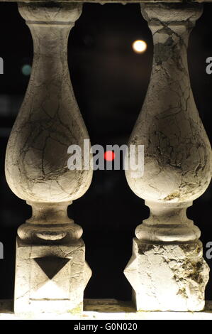 This set of balusters was taken at night with boats passing in background on the Grand Canal in Venice, Italy. Stock Photo