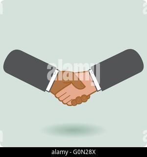 Black and white businessmen shaking hands. A handshake and deal between two businessmen. Business handshake. Vector illustration Stock Vector