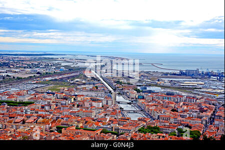 aerial view on Sete Herault Languedoc-Roussillon-Midi-Pyrenees France Stock Photo