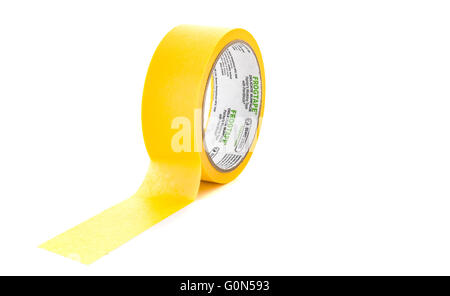 Roll of Frogtape painters masking tape on a white background Stock Photo