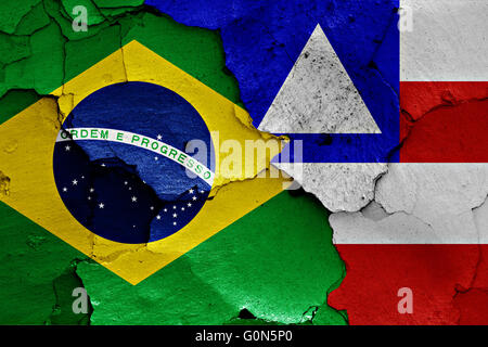 Flags of Brazil and Bahia painted on cracked wall Stock Photo - Alamy