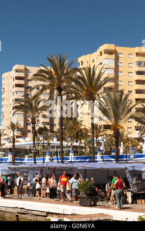 Estepona market, held on a sunday at the marina, Estepona, Costa del Sol, Andalusia, Spain Europe Stock Photo