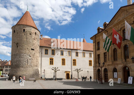 Castle in Yverdon les Bains in Canton Neuchâtel, Switzerland. Stock Photo